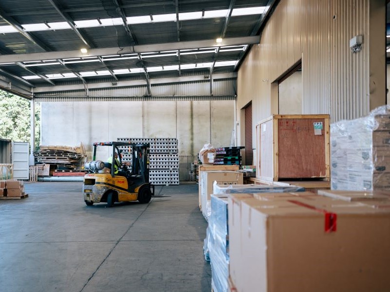 Forklift in warehouse at Famous Pacific Shipping NZ