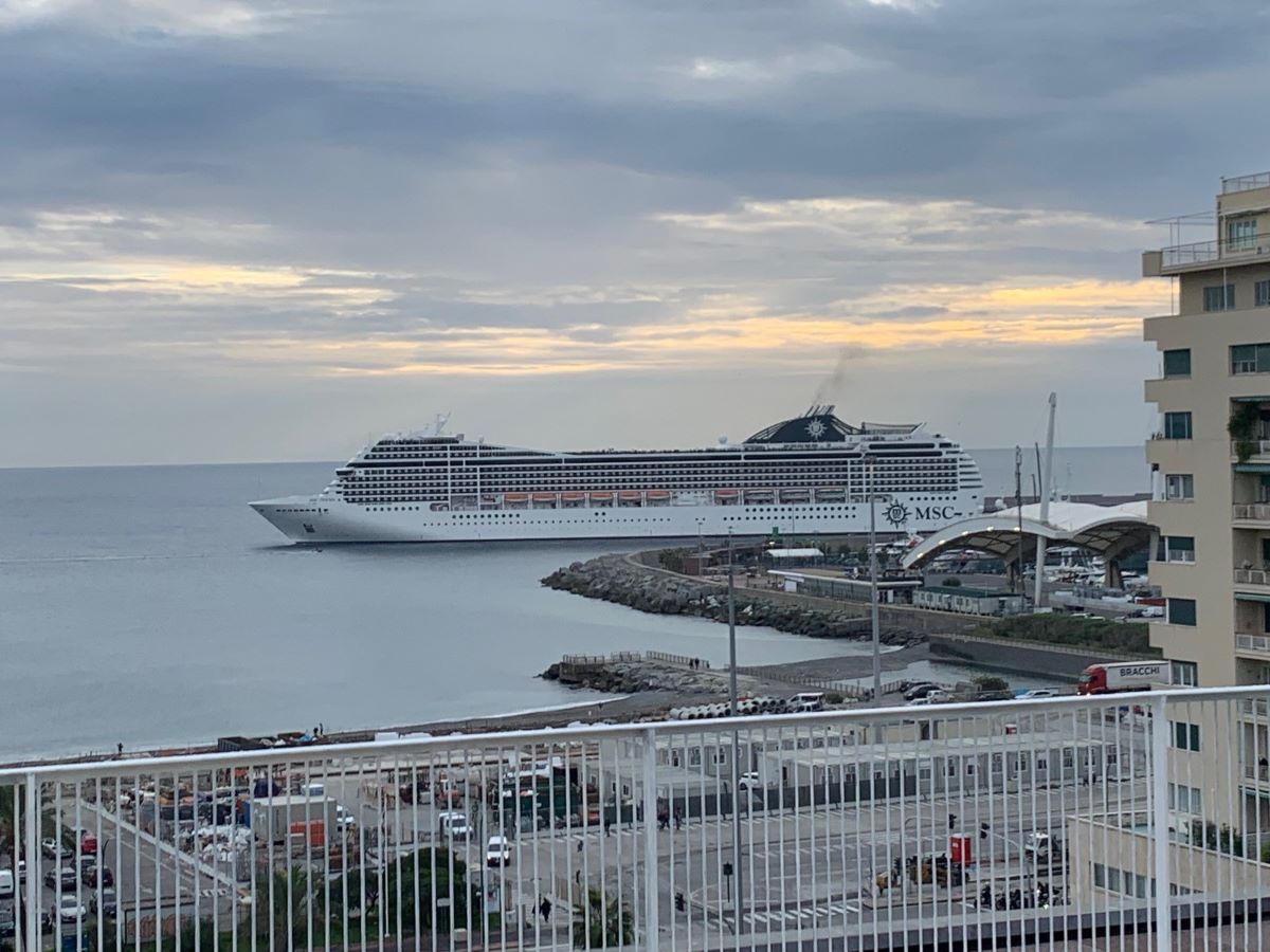 MSC cruise liner leaving the port of Genoa, FPS operates a weekly service from Genoa to Auckland